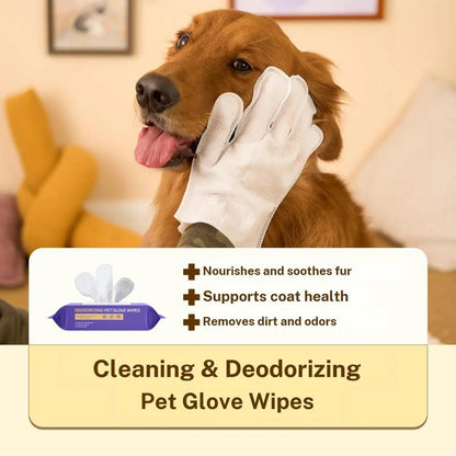 No-Rinse Deodorizing & Hydrating Pet Glove Wipes