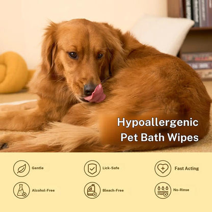 No-Rinse Deodorizing & Hydrating Pet Glove Wipes